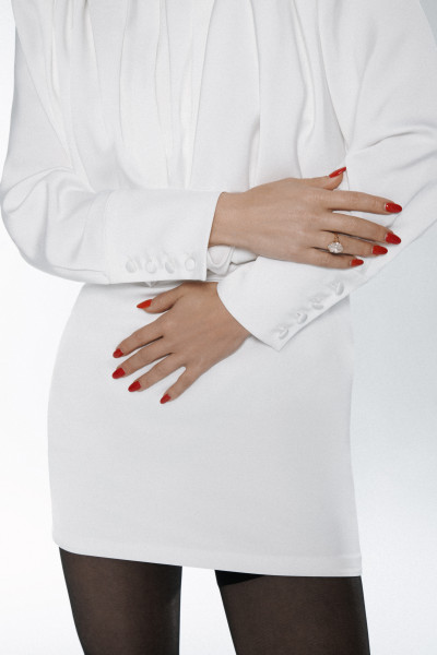 White Pleated Mini Dress #9