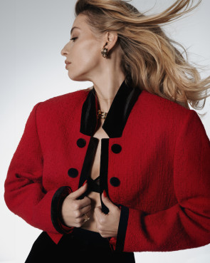 Red tweed jacket with velour #2