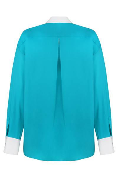 Cotton shirt cyan white collar