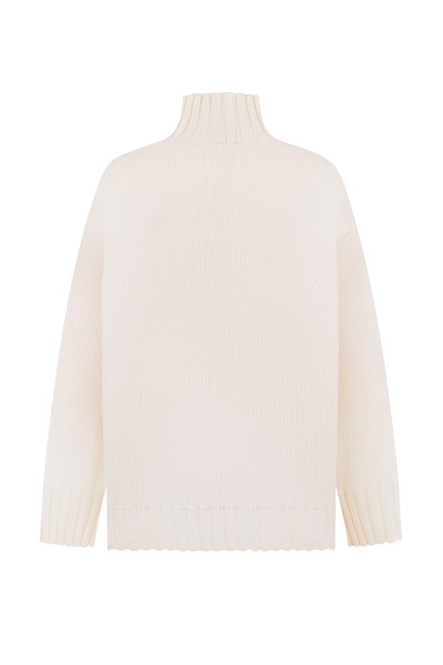 White Oversized Sweater With Feathers #3